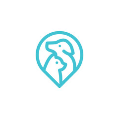 Obraz premium Simple Outline Logo of a Dog and Cat Together