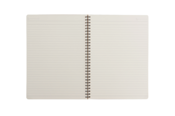 Kraft Ring Notebook Opened with Ruled Pages Isolated
