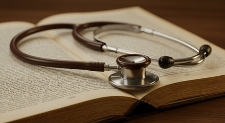 Stethoscope on Open Book: Medical Text and Instrument