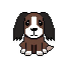 Pixel art cute dog vector in retro style