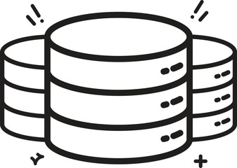 This big data line icon represents data analysis, storage solutions, and large-scale information systems. Useful for presentations and reports on data trends.