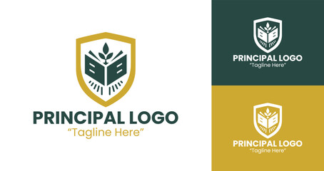 Distinctive Principal Logo with Shield and Leaf for Education Branding