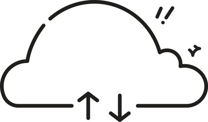 This cloud storage line icon is ideal for representing data upload, download, and cloud synchronization. Perfect for user interfaces and digital service promotions.