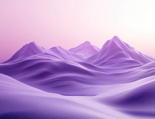 3D render of a purple, wavy landscape with smooth and soft waves, gradient background,