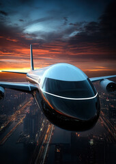 Fototapeta premium Innovative safety measures in airline travel gps warning center for airplane landing at dusk