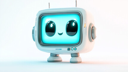 Cute kawaii 3D cartoon robot on gradient background