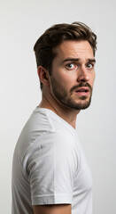 Fototapeta premium Young Caucasian Man with Worried Look on His Face