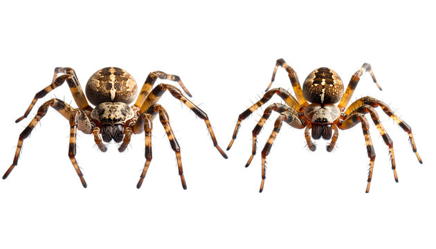 Close-up of a brown spider on a white background