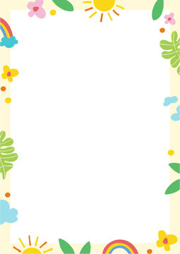 frame with flowers and butterflies