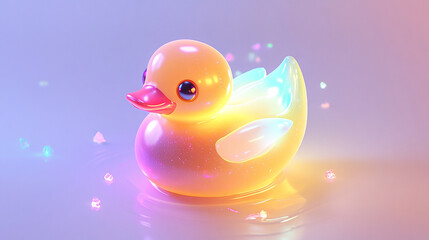 Cute kawaii 3D cartoon robot on gradient background