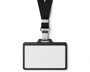 Blank name tag mockup on event lanyard
