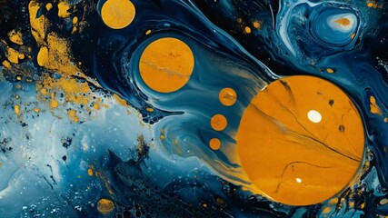 Golden orbs float in cosmic ocean - Powered by Adobe