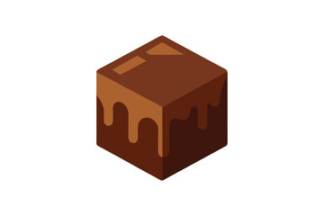 Single Melting Chocolate Cube Vector Design Illustration vector