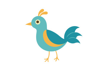 Whimsical Bird Drawing Illustration on White Background charming