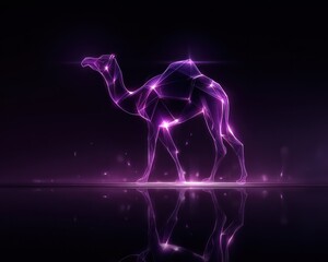 Abstract, glowing camel silhouette
