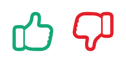 Green thumbs-up and red thumbs-down icons, symbolizing approval and disapproval in a simple design.