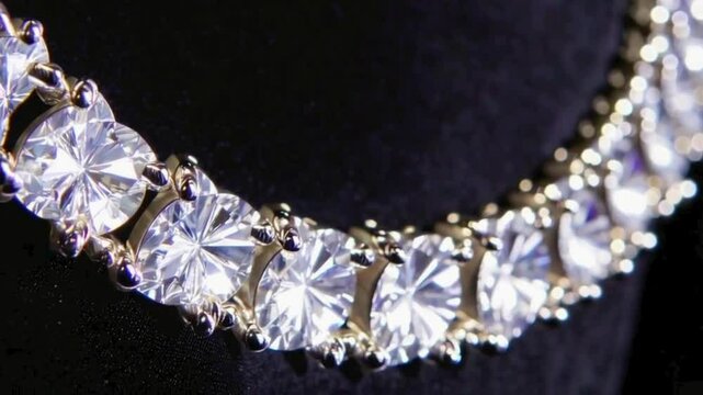 4K UHD Close-Up of a Diamond Necklace