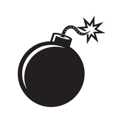 Cartoon Bomb Silhouette Vector | Classic Explosive Icon Illustration