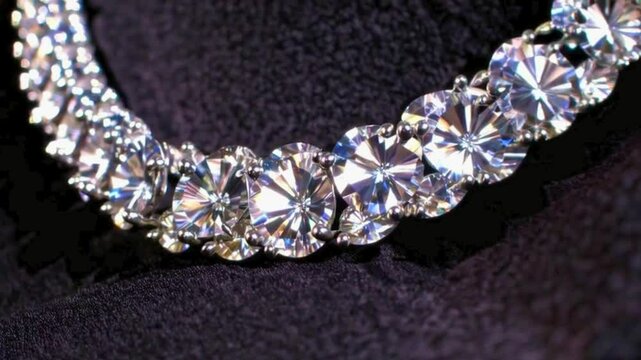 4K UHD Close-Up of a Large Opulent Diamond Necklace