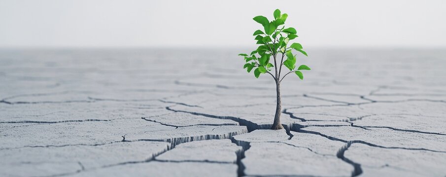 Growth Through Adversity: Symbolic Tree Emerging from Cracked Mind in Mental Health Recovery Artwork