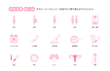 不妊治療・婦人科アイコンセット（ピンク）