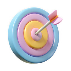 Pastel target with arrow 3d render isolated on transparent background