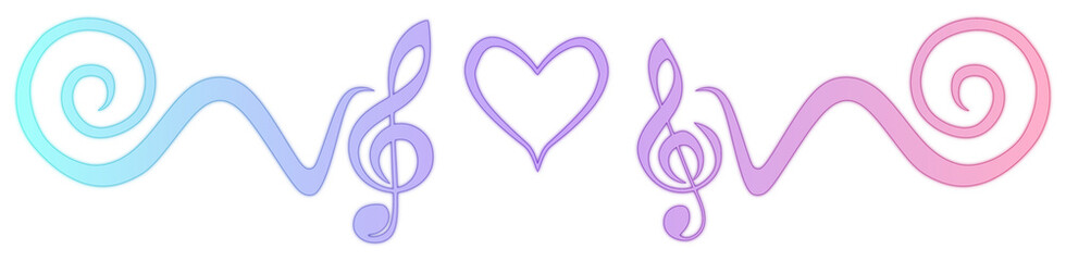 Neon musical notes divider