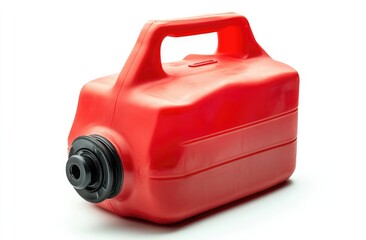 Red plastic fuel canister with handle