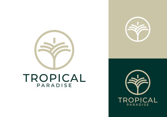 palm beach circle linear style logo design vector	