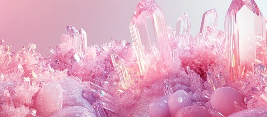 Close-up of a cluster of pink crystals