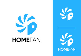 fan and home logo. heating cooling snowflake conditioning vector design concept	
