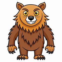 cartoon wild bear line art on white background