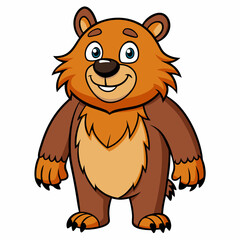 cartoon wild bear line art on white background