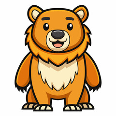 cartoon wild bear line art on white background