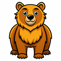 cartoon wild bear line art on white background