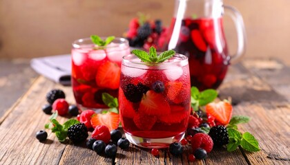 Fresh berry cocktail with mint