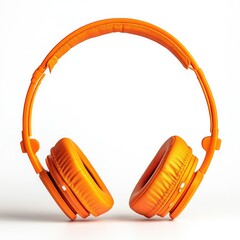 Orange headphones, front view, studio shot