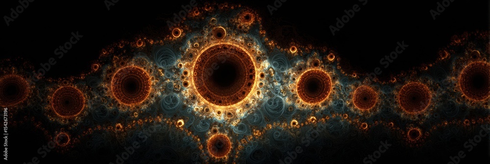 Aufkleber Fractal Pattern Representing Emotional Cycles With Dark Background and Vibrant Colors