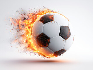 Naklejka premium A football burning with flames