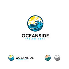 Ocean wave  design with sun.