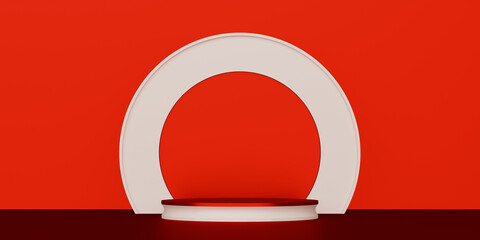 Elegant White Arch Frames Red Stage for products