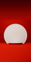 Elegant Podium Stands Out Against Red Background. Vertical view