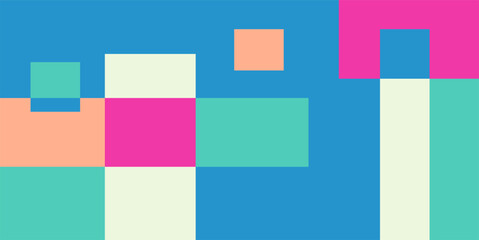 Colorful geometric background, geometric pattern texture, random square shape pattern, abstract pixels with summer colors