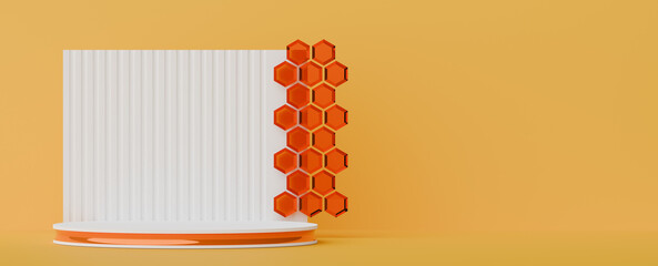 Abstract Platform Displays Hexagonal Orange Design