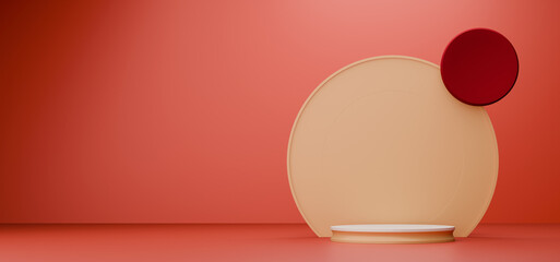 Minimal Red Backdrop Showcases Circular Platform