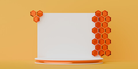 Honeycomb Structure Reveals Golden Interior Beauty. Background for cosmetics