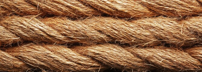 Obraz premium Coarse twisted coconut coir rope showcasing intricate texture and natural fibers suitable for various applications