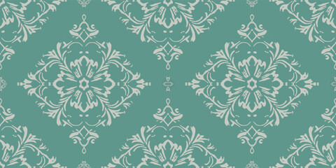 The daemas pattern, seamless green background pattern, is retro-style, used for tile wallpaper, etc. vector pattern.
