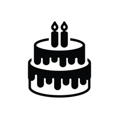 Black solid icon for cake