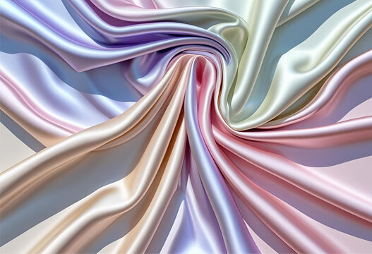 Shiny fabric silk pastel colors. Luxurious vinous drapery folded